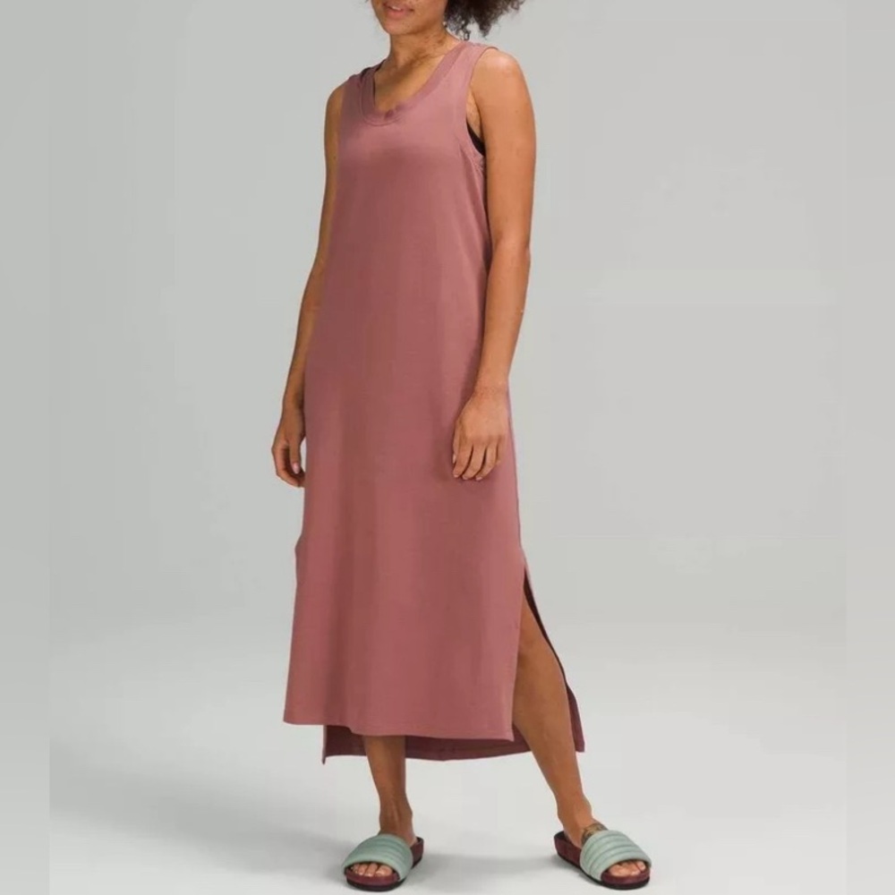 Lululemon All Yours Maxi Tank Dress Size 2 PKTP Pink Vitasea Midi Mauve